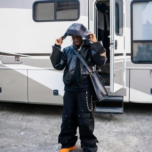 Cargo Noir Oversize Avec Chaîne